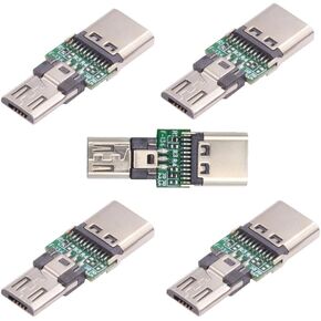 xiwai 5pcs/lot USB 2.0 Micro 5Pin Male Connector to USB Type-C Female Power Data PCB Test DIY Board PCBA Adapter for Laptop Tablet Phone
