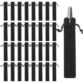 120 Pieces Black Velvet Pen Pouch Sleeve, 6.9x1.4 Inches Drawstring Pen Bag Velvet Single Pen Sleeve Holder For School Office Business Supplies