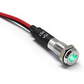 Unifizz LED Metal Signal Indicator Pilot Dash Light PL8MS 8mm 5/16" 12V with Symbols (Single Arrow)