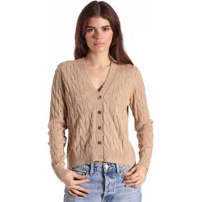 Minnie Rose Women's Long Sleeve V Neck Cotton Frayed Cardigan SweaterÊÊ