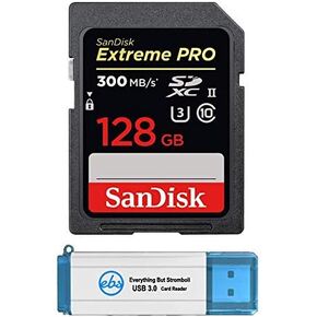 SanDisk 128GB SD UHS-II Extreme Pro Memory card works with Sony a6700, a7CR, a7Cm2, Mirrorless Cameras (SDSDXDK-128G-GN4IN) V90 Bundle with (1) Everything But Stromboli 3.0 Micro & SDXC Card Reader