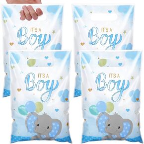 Pajean 100 Pcs Elephants Theme Gift Bags Blue Elephant Favor Bags Baby Shower Bags It's a Boy Party Decoration for Elephants Boys Gender Reveal Baby Shower Birthday Party Supplies Decorations