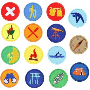 15PCS Outdoor Camping Hiking Style Patch Adventure Embroidered Patch Sew On Iron On Patch Applique Clothes Dress Plant Hat Jeans Sewing Scouting Patch Applique DIY Accessory