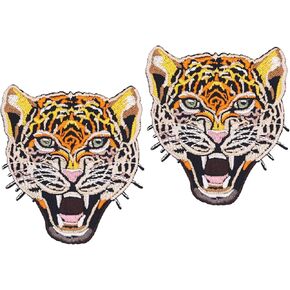 2pcs Animal Lions Iron on Patches Embroidered Motif Applique Decoration Sew on Patches Beasts Embroidered Patches for Kids Clothes, Jeans, Arts Craft Sew Making (Animal Lions 2pcs)