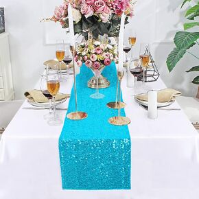 DUOBAO Table Runner 2 Pack Rainbow Sequin Table Runner 72 Inches Long Wedding Table Runner 12x72-Inch Home Decor Glitter Table Runner Table Linen Overlay Table Runners Party Supplies (12x72-Inch)
