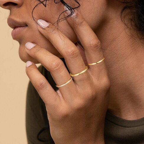 خواتم ذهبية قابلة للتكديس للنساء لا تشوه، مجموعة خواتم زركونيا مكعبة مطلية بالذهب عيار 14 قيراط، مجموعة من خواتم الفرقة المميزة، خواتم الخطبة الوعدية، مقاس 6 7 8 9 10 in Kuwait