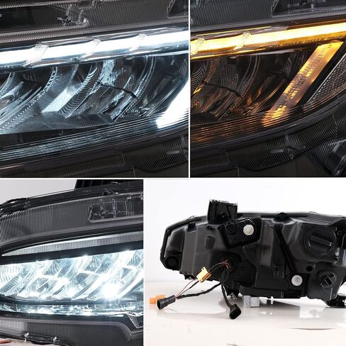 VLAND Headlights Assembly Compatible with 10TH Gen Honda Civic Sedan/Coupe/Hatchback/Type R 2016-2021 W/Dynamic Start-up DRL, LED Front light with Sequential Turn Signal, Plug-n-Play in Saudi Arabia