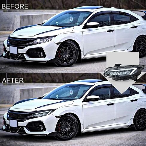 VLAND Headlights Assembly Compatible with 10TH Gen Honda Civic Sedan/Coupe/Hatchback/Type R 2016-2021 W/Dynamic Start-up DRL, LED Front light with Sequential Turn Signal, Plug-n-Play in Saudi Arabia