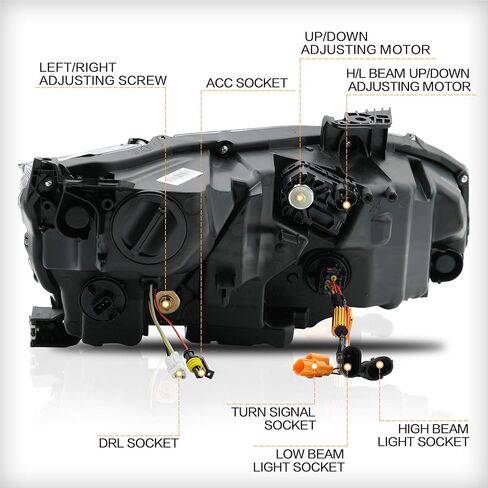 مجموعة المصابيح الأمامية VLAND متوافقة مع الجيل العاشر من Honda Civic Sedan/Coupe/Hatchback/Type R 2016-2021 W/DRL الديناميكي لبدء التشغيل DRL، ضوء أمامي LED مع إشارة انعطاف تسلسلية، Plug-n-Play in Kuwait