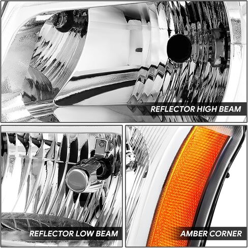 DNA MOTORING Pair OE Style Headlights Compatible with 03-06 Chevy Silverado 1500 2500 3500 1500HD 2500HD, Black/Amber, HL-OH-CSIL03-4P-BK-AM-B in Saudi Arabia