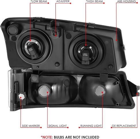 DNA MOTORING Pair OE Style Headlights Compatible with 03-06 Chevy Silverado 1500 2500 3500 1500HD 2500HD, Black/Amber, HL-OH-CSIL03-4P-BK-AM-B in Saudi Arabia