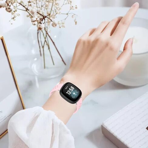 أساور Geageaus متوافقة مع Fitbit Versa 3/Versa 4/Fitbit Sense/Sense 2، سوار معصم بديل رياضي من السيليكون قابل للتنفس للنساء والرجال للساعة الذكية Versa 4 (وردي) in Saudi Arabia