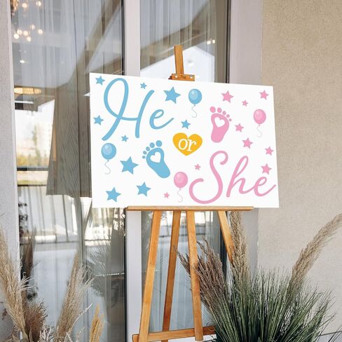 He Or She Sign Gender Reveal Baby Shower Party Decals Decorations Blue He Pink She Baby Boy or Girl Gender Reveal Welcome Sign Stickers for Arch Backdrop/Balloon Arch Decals in Saudi Arabia