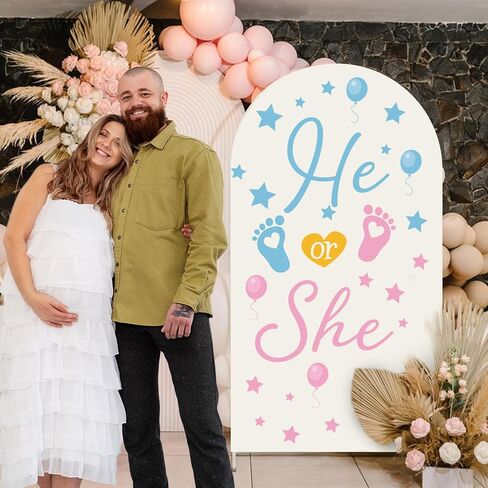 He Or She Sign Gender Reveal Baby Shower Party Decals Decorations Blue He Pink She Baby Boy or Girl Gender Reveal Welcome Sign Stickers for Arch Backdrop/Balloon Arch Decals in Saudi Arabia
