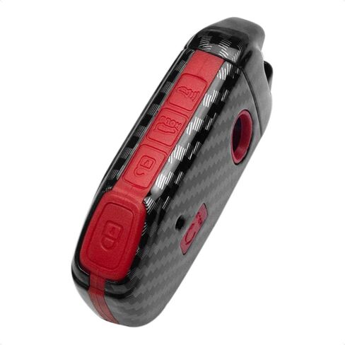 TANGSEN Smart Key Fob Case Compatible with KIA CEED CERATO FORTE NIRO SELTOS SORENTO SOUL SPORTAGE TELLURIDE 3 4 5 Button Keyless Entry Remote Cover Carbon Fiber Pattern Red Silicone in Kuwait