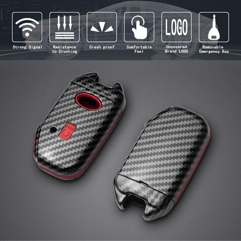TANGSEN Smart Key Fob Case Compatible with KIA CEED CERATO FORTE NIRO SELTOS SORENTO SOUL SPORTAGE TELLURIDE 3 4 5 Button Keyless Entry Remote Cover Carbon Fiber Pattern Red Silicone in Kuwait