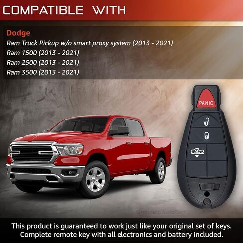 StandardAutoPart Premium Replacement Car Keyless Entry Remote Compatible with Ram 1500 2500 2013 2014 2015 2016 2017 2018 (2 Button) in Saudi Arabia