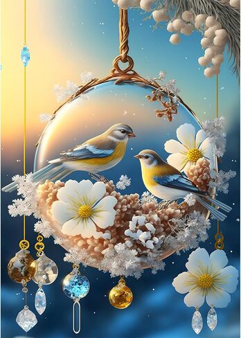 MXJSUA Diamond Art Painting Kits for Adults Bird and Wind Chime 5D Diamond Art Paint with Round Diamonds Full Drill Gem Art Painting Kit for Home Wall Decor (12x16inch/30x40cm) in Saudi Arabia