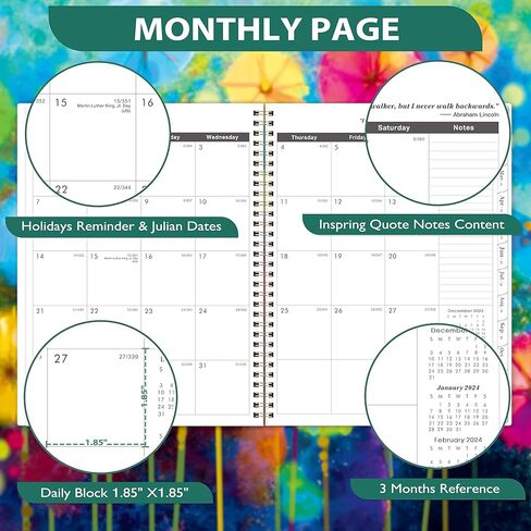مخطط شهري 2024-2025 من Lemome - مخطط شهري للتقويم 2024-2025، من يناير 2024 إلى ديسمبر 2025، 9 × 11 بوصة، مخطط لمدة عامين مع 24 شهرًا، مثالي للمدرسة، أخضر in Kuwait