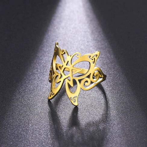 TEAMER الفولاذ المقاوم للصدأ فراشة الخماسي الدائري سلتيك الخماسي الدائري Wicca باقان تميمة مجوهرات للنساء in Saudi Arabia