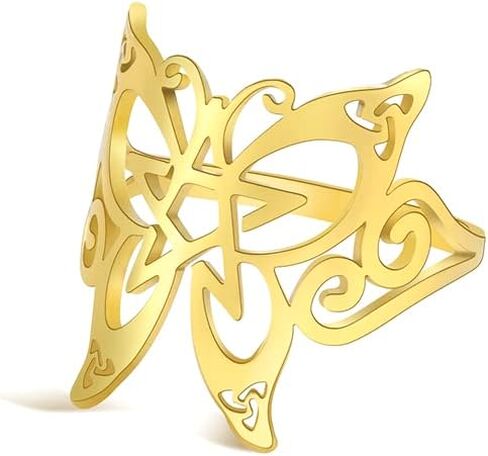 TEAMER الفولاذ المقاوم للصدأ فراشة الخماسي الدائري سلتيك الخماسي الدائري Wicca باقان تميمة مجوهرات للنساء in Saudi Arabia