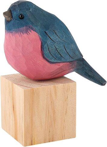 Wooden Carved Bird Decor Bird Figurines Hand Carved Painted Wooden Statues Decor BFF Gifts for Bird Lovers Housewarming, BirthdayChristmas, Thanksgiving Day(Blue Gray Sparrow) in Saudi Arabia