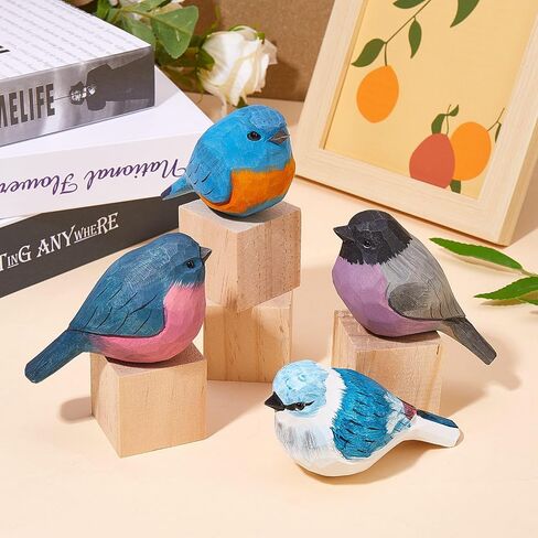 Wooden Carved Bird Decor Bird Figurines Hand Carved Painted Wooden Statues Decor BFF Gifts for Bird Lovers Housewarming, BirthdayChristmas, Thanksgiving Day(Blue Gray Sparrow) in Saudi Arabia