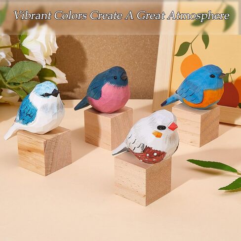 Wooden Carved Bird Decor Bird Figurines Hand Carved Painted Wooden Statues Decor BFF Gifts for Bird Lovers Housewarming, BirthdayChristmas, Thanksgiving Day(Blue Gray Sparrow) in Saudi Arabia
