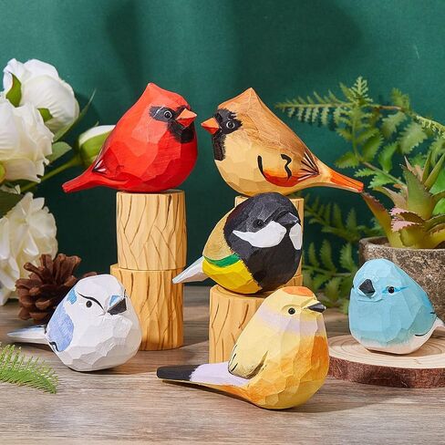 Wooden Carved Bird Decor Bird Figurines Hand Carved Painted Wooden Statues Decor BFF Gifts for Bird Lovers Housewarming, BirthdayChristmas, Thanksgiving Day(Blue Gray Sparrow) in Saudi Arabia