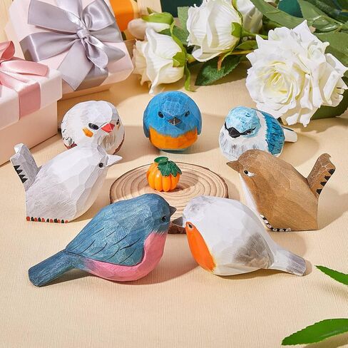 Wooden Carved Bird Decor Bird Figurines Hand Carved Painted Wooden Statues Decor BFF Gifts for Bird Lovers Housewarming, BirthdayChristmas, Thanksgiving Day(Blue Gray Sparrow) in Saudi Arabia