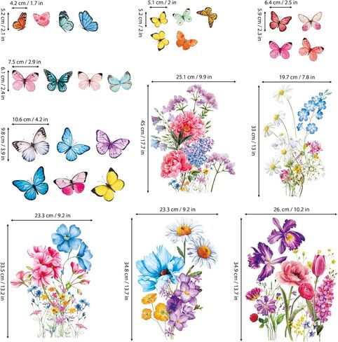 DECOWALL DSL-8066 Flowers and Butterflies Wall Stickers Decals peel and stick bedroom décor living room girls nursery mural wallpaper bathroom vinyl party decorations kids in Saudi Arabia