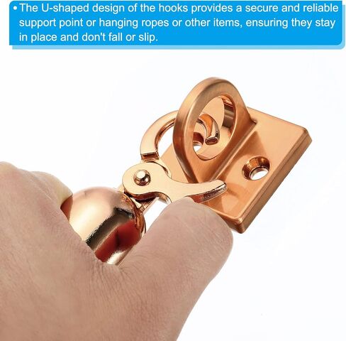PATIKIL Pad Eye Plate U Hooks, Metal Ceiling Hook Wall Mount Loop with Screws Hardware Ring Hooks for Hanging Ropes in Queue Barrier, Black in Kuwait