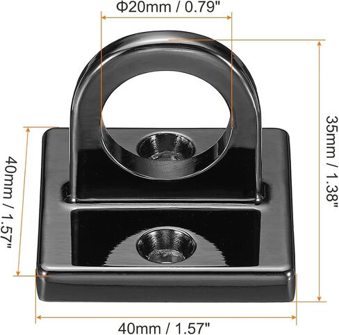 PATIKIL Pad Eye Plate U Hooks, Metal Ceiling Hook Wall Mount Loop with Screws Hardware Ring Hooks for Hanging Ropes in Queue Barrier, Black in Kuwait