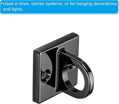 PATIKIL Pad Eye Plate U Hooks, Metal Ceiling Hook Wall Mount Loop with Screws Hardware Ring Hooks for Hanging Ropes in Queue Barrier, Black in Kuwait