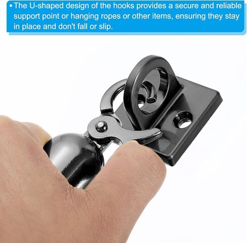 PATIKIL Pad Eye Plate U Hooks, Metal Ceiling Hook Wall Mount Loop with Screws Hardware Ring Hooks for Hanging Ropes in Queue Barrier, Black in Kuwait