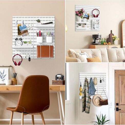 ملحقات Pegboard مع غطاء صناديق Pegboard بيضاء شفافة مع خطافات Pegboard Accessories صناديق Pegboard بلاستيكية لتخزين غرفة المطبخ والمطبخ، 3.9 × 3.2 × 3.2 بوصة in Kuwait