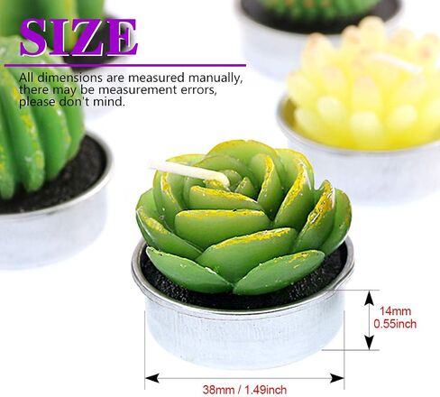 Swpeet 12Pcs Decorative Succulent Cactus Tealight Candles Kit, Cute Smokeless Succulent Plants Perfect for Candles Festival Wedding Props and House-Warming Party (N0.5-Candle) in Saudi Arabia