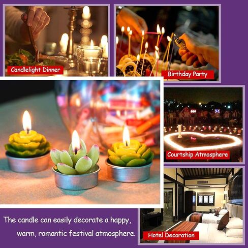 Swpeet 12Pcs Decorative Succulent Cactus Tealight Candles Kit, Cute Smokeless Succulent Plants Perfect for Candles Festival Wedding Props and House-Warming Party (N0.5-Candle) in Saudi Arabia