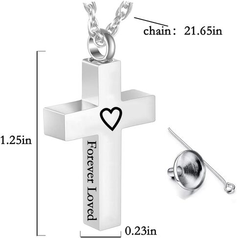 通用 Cross Cremation Necklace for Ashes Memorial Cremation Urn Necklace Stainless Steel Black/Silver Cross Urn Jewelry for Women Men Keepsake Pendant（3 PCS） in Saudi Arabia