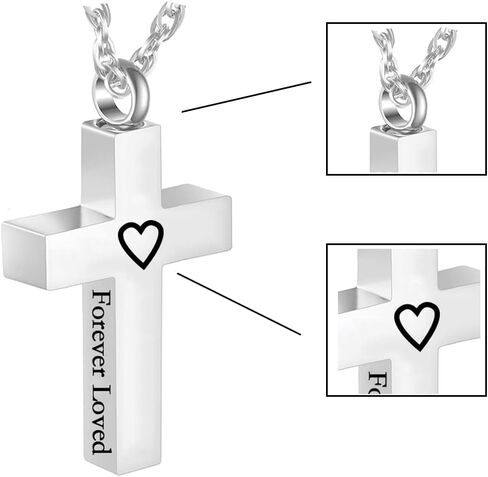 通用 Cross Cremation Necklace for Ashes Memorial Cremation Urn Necklace Stainless Steel Black/Silver Cross Urn Jewelry for Women Men Keepsake Pendant（3 PCS） in Saudi Arabia