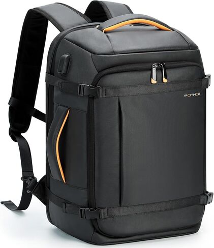 حقيبة ظهر للكمبيوتر المحمول للسفر - حقيبة ظهر للأعمال مقاس 15.6 بوصة معتمدة من الطيران مع منفذ شحن USB - حقيبة كمبيوتر مقاومة للماء سعة 30 لترًا حقيبة نهارية عادية للرجال والنساء - أسود in Kuwait