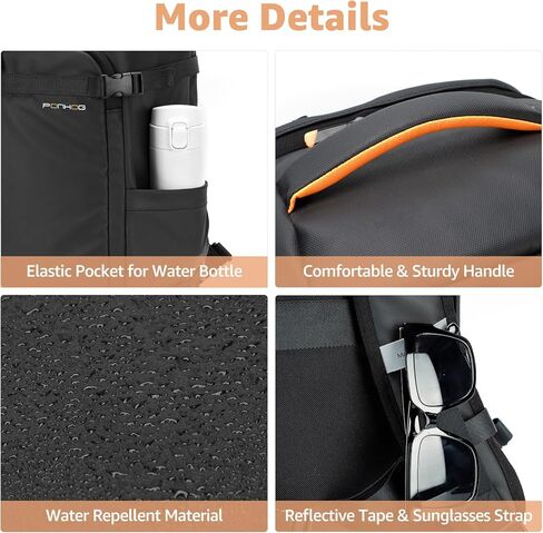 حقيبة ظهر للكمبيوتر المحمول للسفر - حقيبة ظهر للأعمال مقاس 15.6 بوصة معتمدة من الطيران مع منفذ شحن USB - حقيبة كمبيوتر مقاومة للماء سعة 30 لترًا حقيبة نهارية عادية للرجال والنساء - أسود in Kuwait