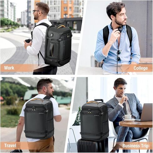 حقيبة ظهر للكمبيوتر المحمول للسفر - حقيبة ظهر للأعمال مقاس 15.6 بوصة معتمدة من الطيران مع منفذ شحن USB - حقيبة كمبيوتر مقاومة للماء سعة 30 لترًا حقيبة نهارية عادية للرجال والنساء - أسود in Kuwait