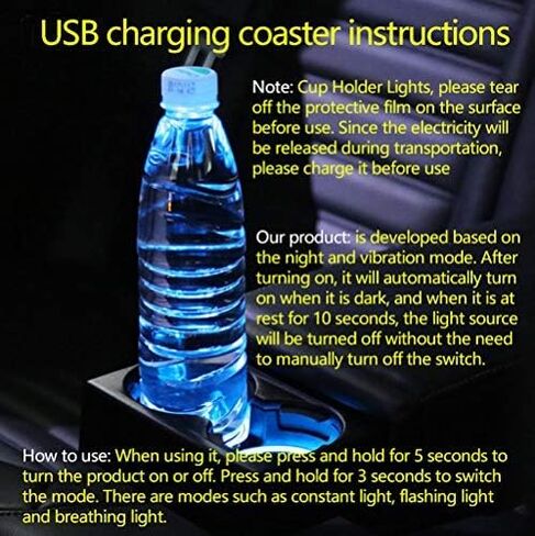 قطعتان من أضواء حامل أكواب السيارة LED لهولك، 7 ألوان متغيرة لشحن USB وسادة كأس مضيئة، مصباح LED للجو الداخلي (يناسب هالك) in Saudi Arabia