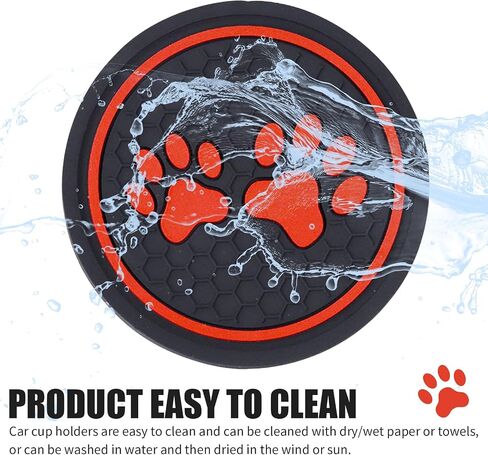 Pack-2 Dog Paw Car Cup Coaster Protector, 2.75In Anti-Slip Soft Waterproof Silicone Vehicle Holder Replacement, Universal Anti-Scratch Automotive Cup Accessories for Truck SUV Car (Red) in Saudi Arabia