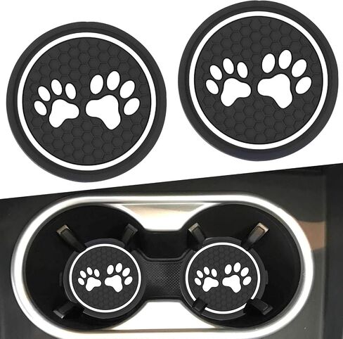 Pack-2 Dog Paw Car Cup Coaster Protector، 2.75 بوصة مضاد للانزلاق ناعم مقاوم للماء بديل حامل السيارة من السيليكون، ملحقات كأس السيارات العالمية المضادة للخدش لشاحنة سيارات الدفع الرباعي (أحمر) in Saudi Arabia