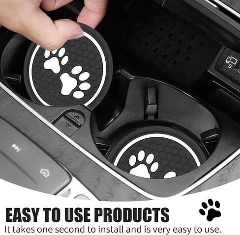Pack-2 Dog Paw Car Cup Coaster Protector، 2.75 بوصة مضاد للانزلاق ناعم مقاوم للماء بديل حامل السيارة من السيليكون، ملحقات كأس السيارات العالمية المضادة للخدش لشاحنة سيارات الدفع الرباعي (أحمر) in Saudi Arabia