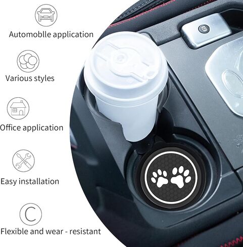 Pack-2 Dog Paw Car Cup Coaster Protector، 2.75 بوصة مضاد للانزلاق ناعم مقاوم للماء بديل حامل السيارة من السيليكون، ملحقات كأس السيارات العالمية المضادة للخدش لشاحنة سيارات الدفع الرباعي (أحمر) in Saudi Arabia