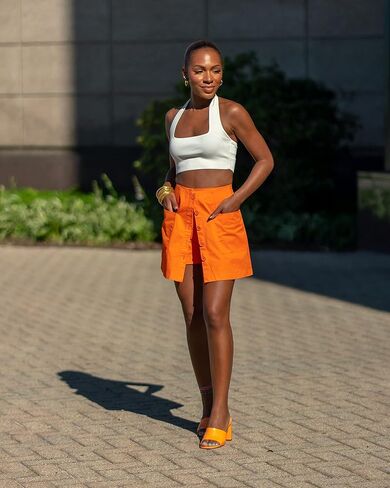 The Drop Women's Fire Orange Button Front Skort by @victoriouslogan in Saudi Arabia