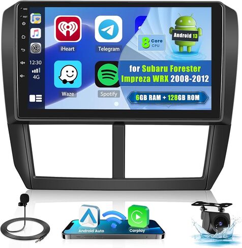 [6+128G] 9 Inch Android 13 Stereo for Subaru Forester Impreza WRX STI 2008-2012, 1280x720 HD Touch Screen Wireless Carplay Android Auto DSP BT GPS Radio with Backup Camera in Saudi Arabia